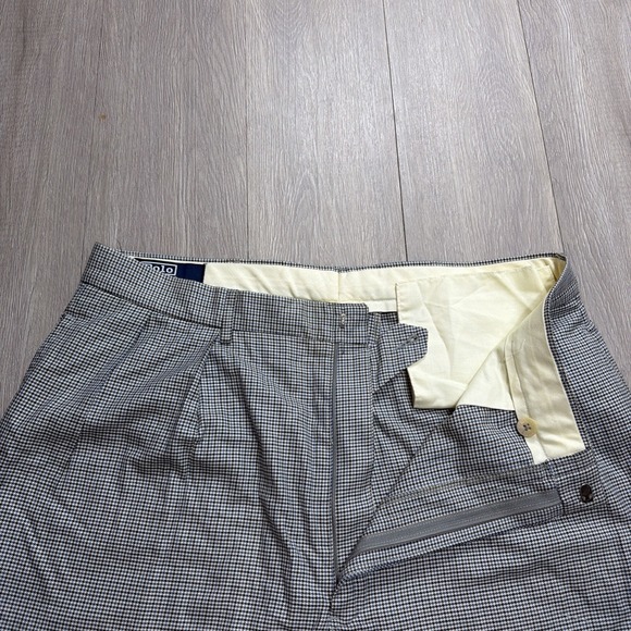 Vintage 1990's Polo Ralph Lauren Pleated Trouser Pants Size 36 Tall Houndstooth